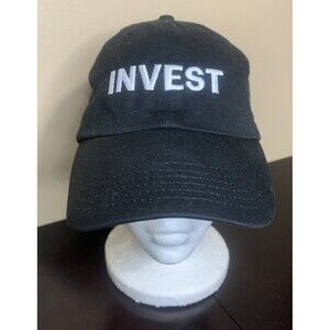 INVEST Strap Back Dad Hat Adjustable Cap Black